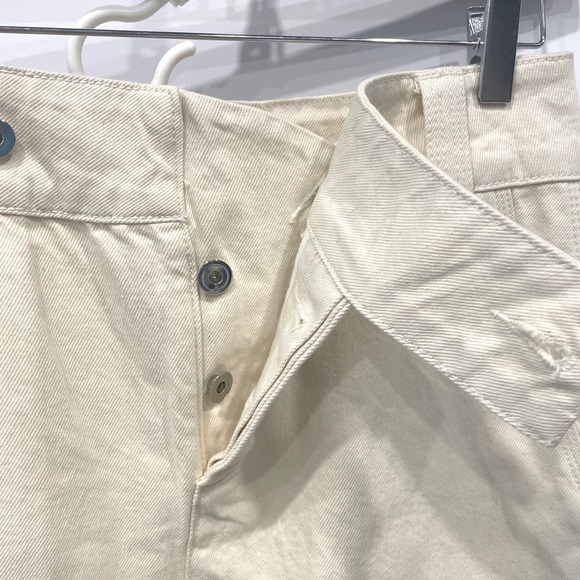 NEW HELSA Maxi Denim Skirt Ecru Utility Button Front Slit Size S - Picture 4 of 10